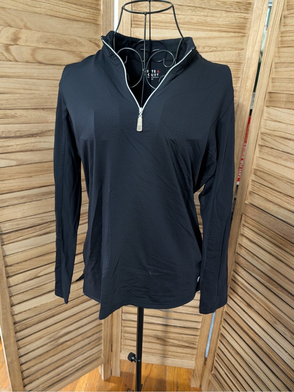 Bette & Court Long Sleeve 1/4 Zip Activewear Golf Print Top Medium